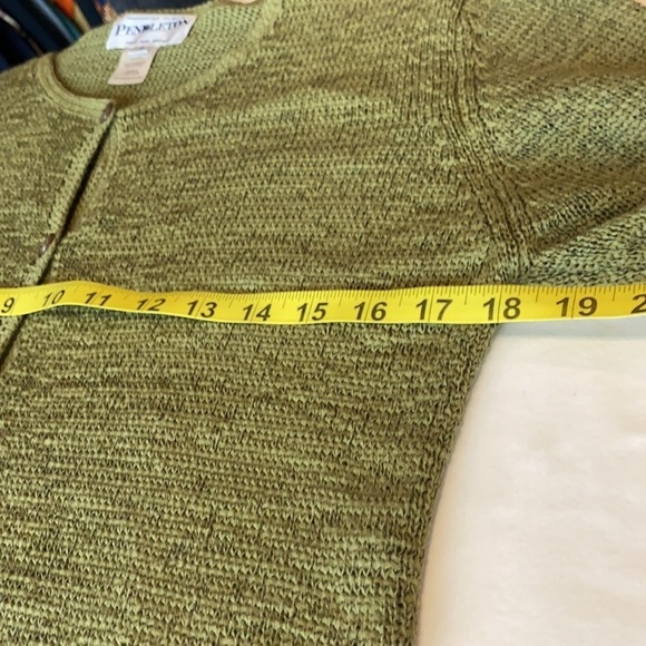PENDLETON Beautiful Button up Kelly Green button Crewneck Sweater Size Small - Picture 7 of 8